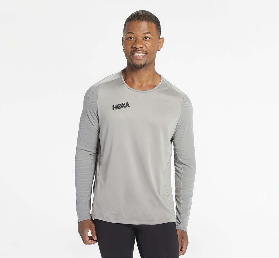 Hoka One One Top Herre - Performance Lang Sleeve - Grå - 062975CRK